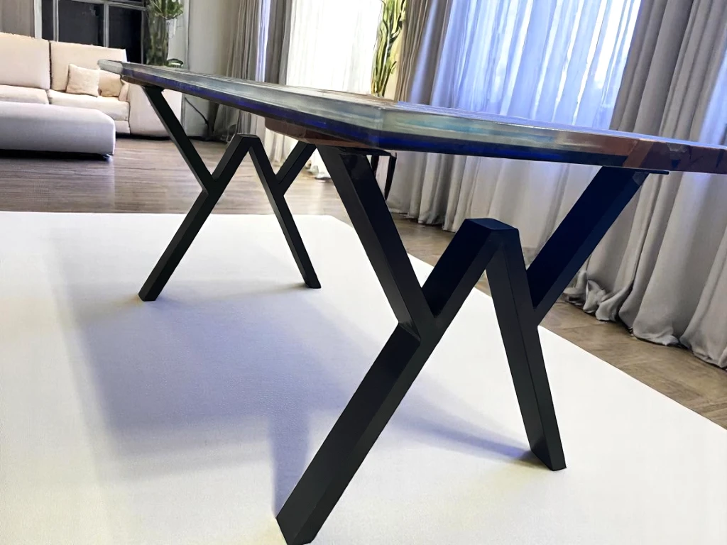 Ocean Blue & Black Epoxy Table -Artisanal Beauty